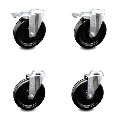 SERVICE CASTER 6 Inch Phenolic Wheel Swivel Bolt Hole Caster Set with 2 Total Lock Brake SCC SCC-BHTTL20S615-PHS-2-S-2